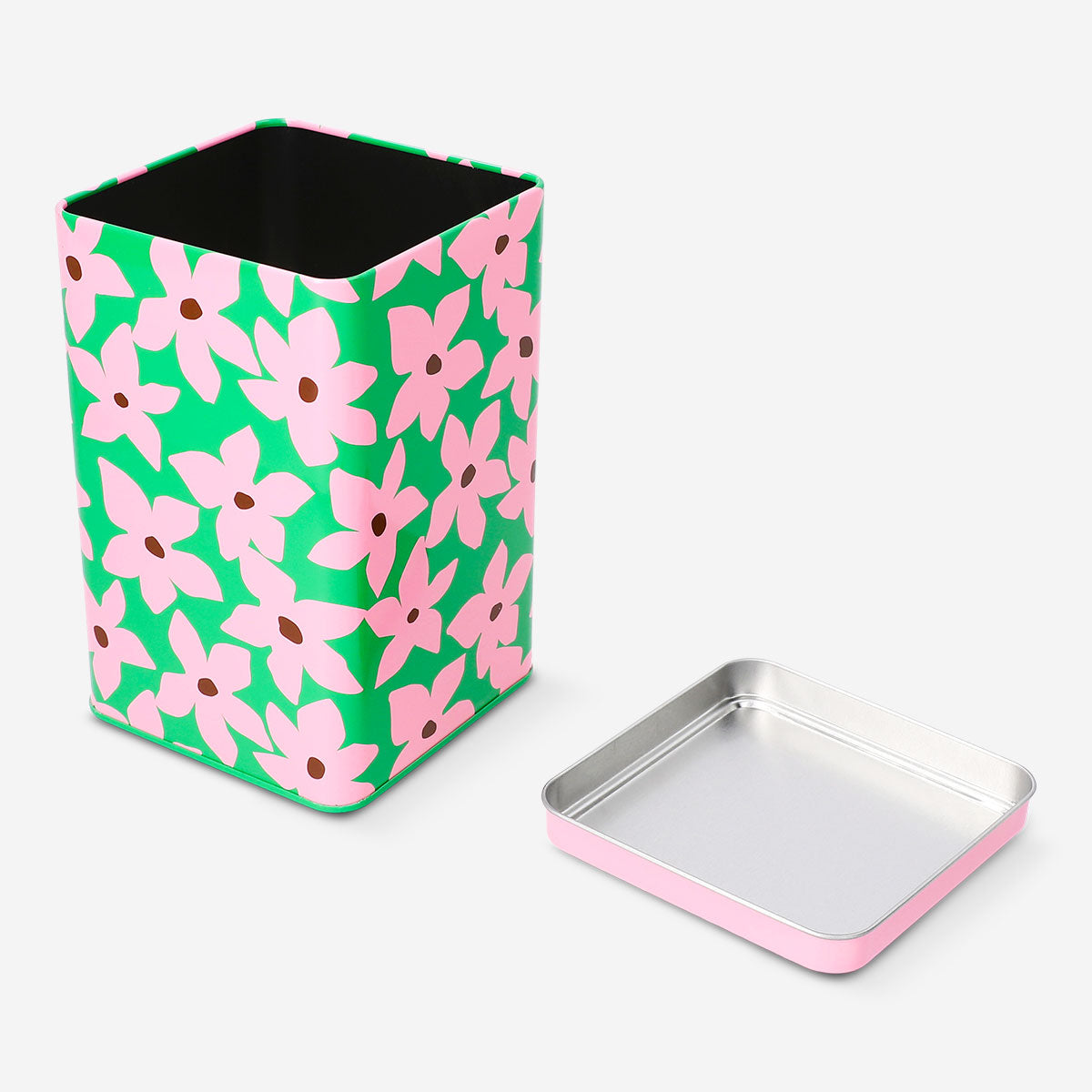 Storage tin with floral print - 16 cm