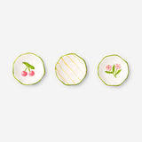 Set of three Ceramic bowls with spring flower designs from Flying Tiger Copenhagen for kitchen use.