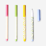 Set of four Flying Tiger Copenhagen drawing pens for journaling, office use, with fine tips for detailed writing and illustrations.
