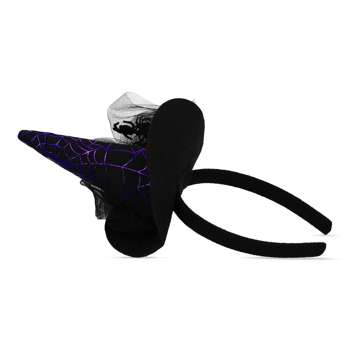Flying Tiger Copenhagen witch's hat with veil costume hairband for adults, perfect for Halloween or themed parties.