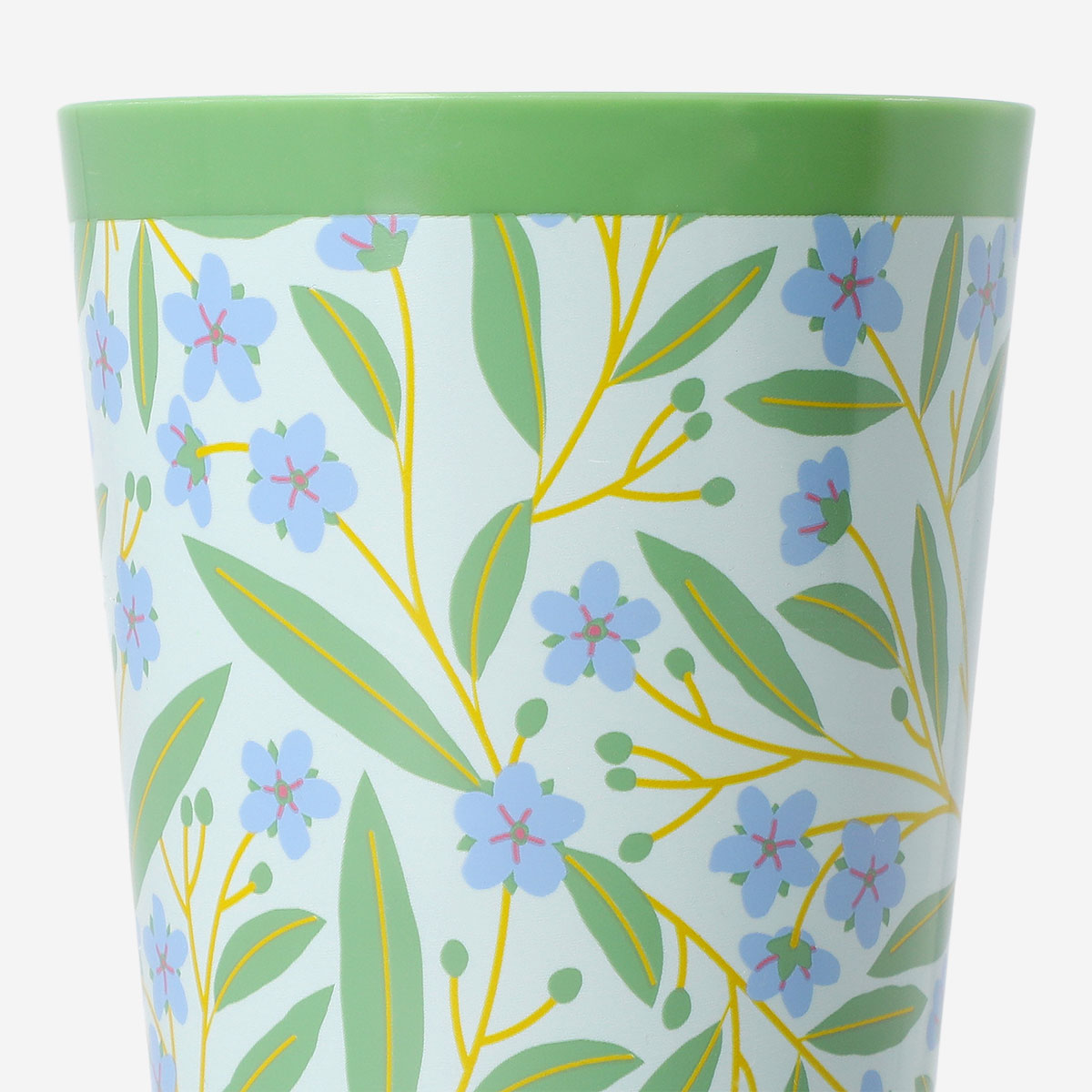 Two tall reusable party cups with a colorful summer print by Flying Tiger Copenhagen, perfect for outdoor gatherings.