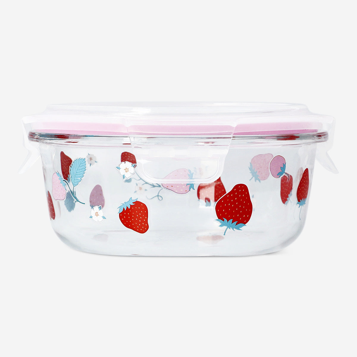 Round Flying Tiger Copenhagen food container with berry print, 16 cm kitchen storage jar with colorful fruit design.