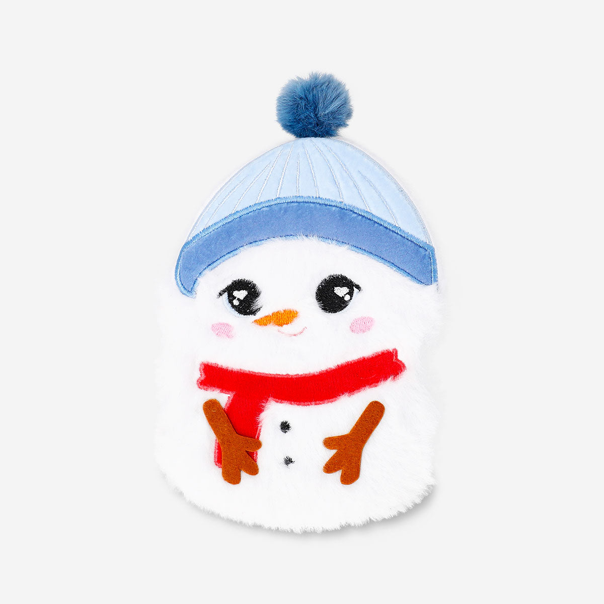 Flying Tiger Copenhagen plush snowman notebook for office use, featuring a soft, festive snowman design with spiral binding.