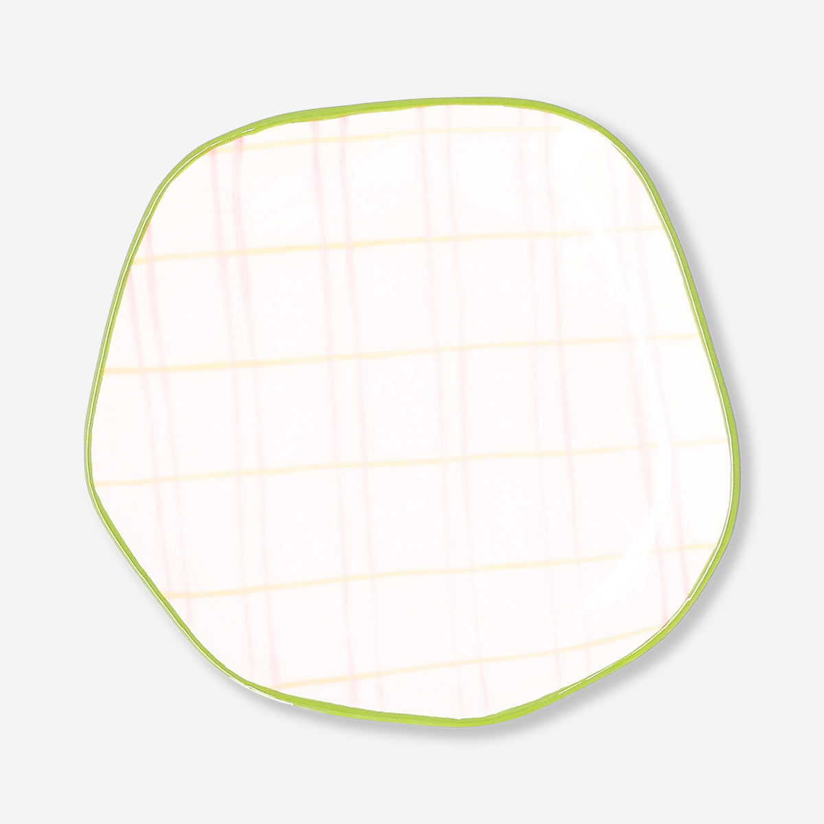 Hand-painted ceramic kitchen plate with chequered design, 15 cm diameter, from Flying Tiger Copenhagen.