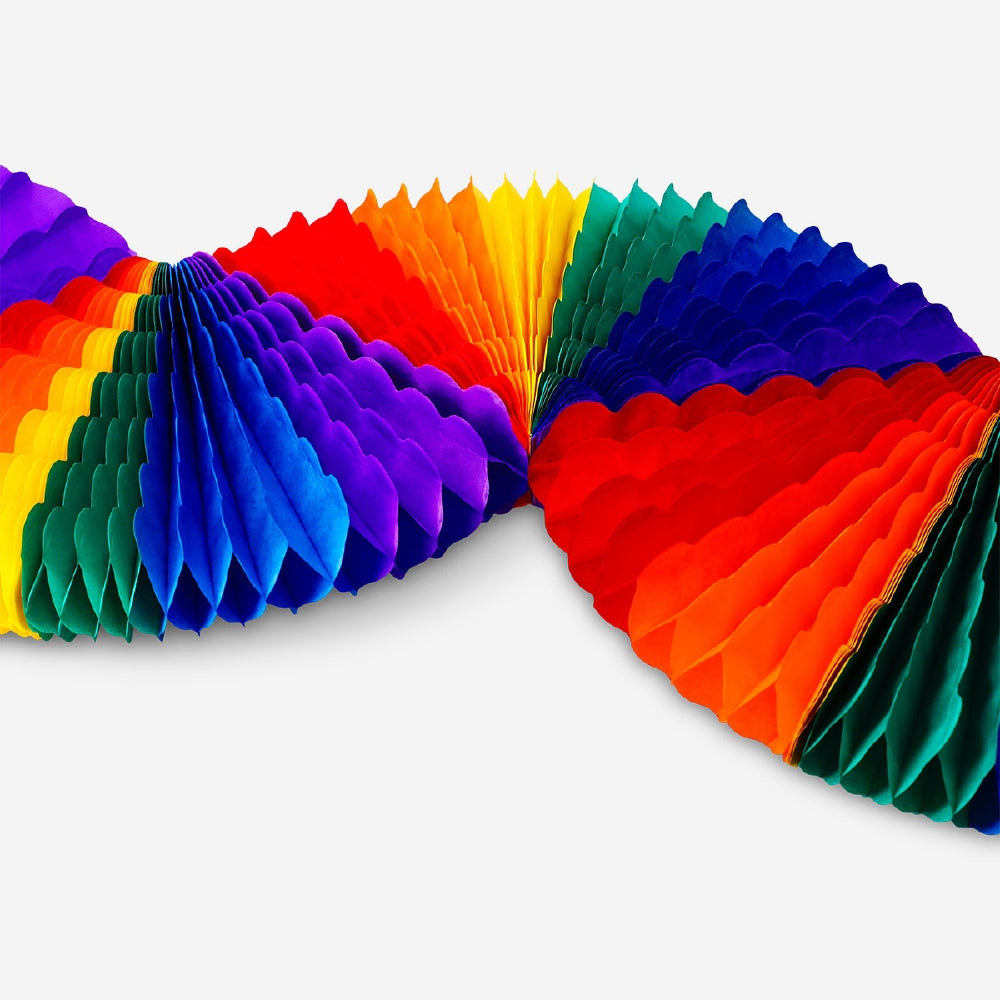 Colorful rainbow paper fans garland hanging decor for parties, 160 cm long, by Flying Tiger Copenhagen.