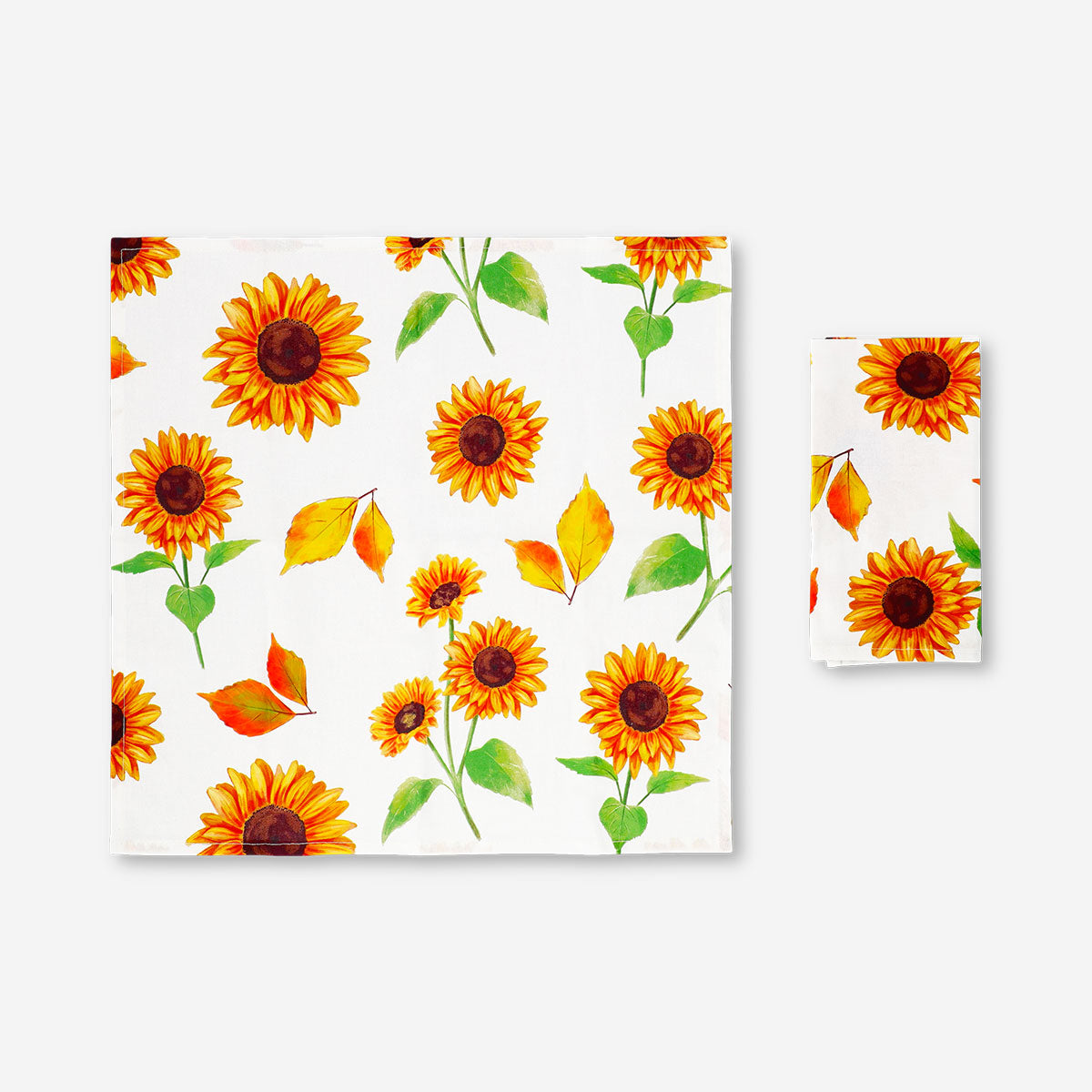Set of two Flying Tiger Copenhagen fabric napkins with sunflower print, ideal for home dining and table decor