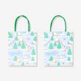 Two Flying Tiger Copenhagen gift bags featuring scenic lodge images, ideal for office gifting or special occasions.