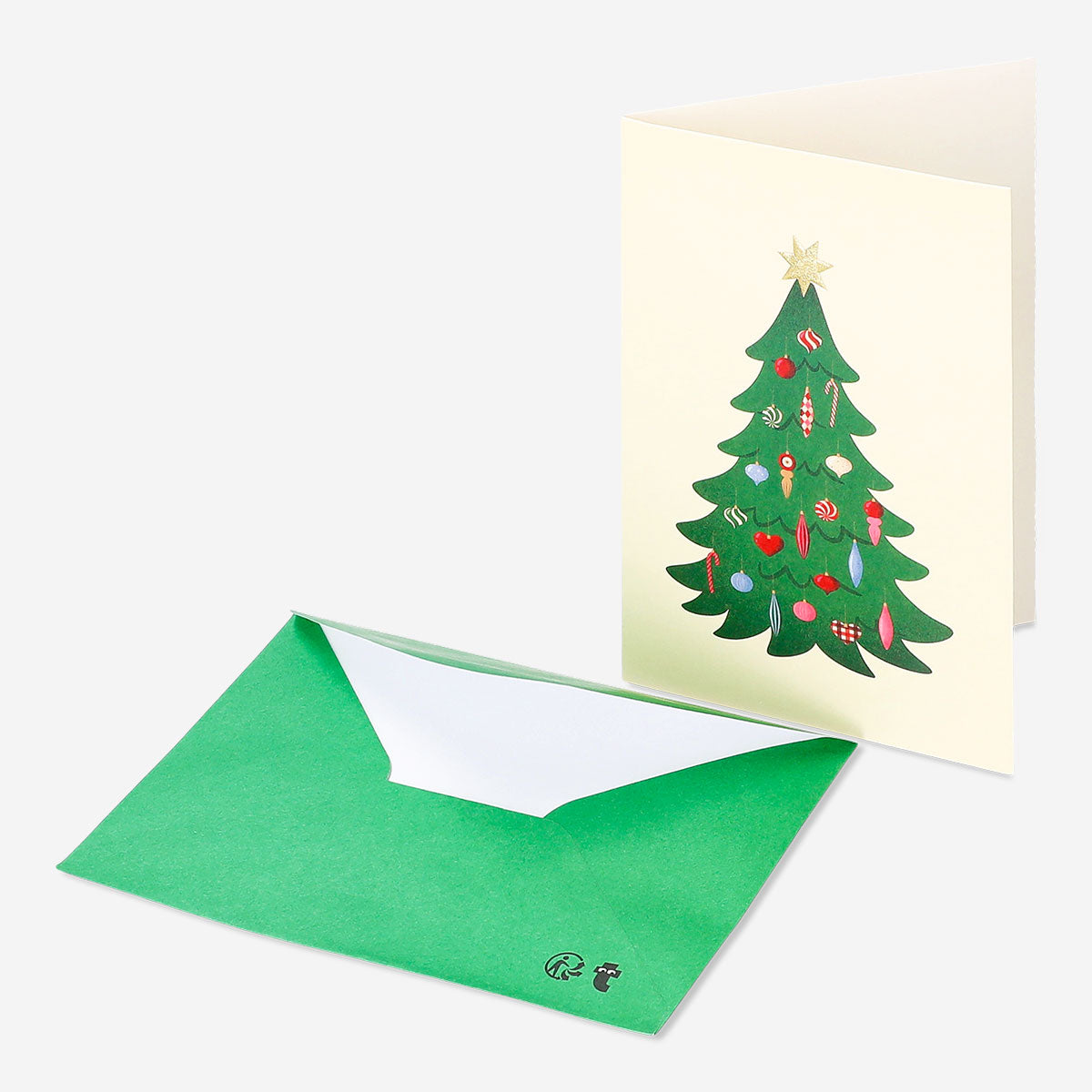 Set of five Flying Tiger Copenhagen Christmas cards with envelopes, featuring festive holiday designs for office or personal use.