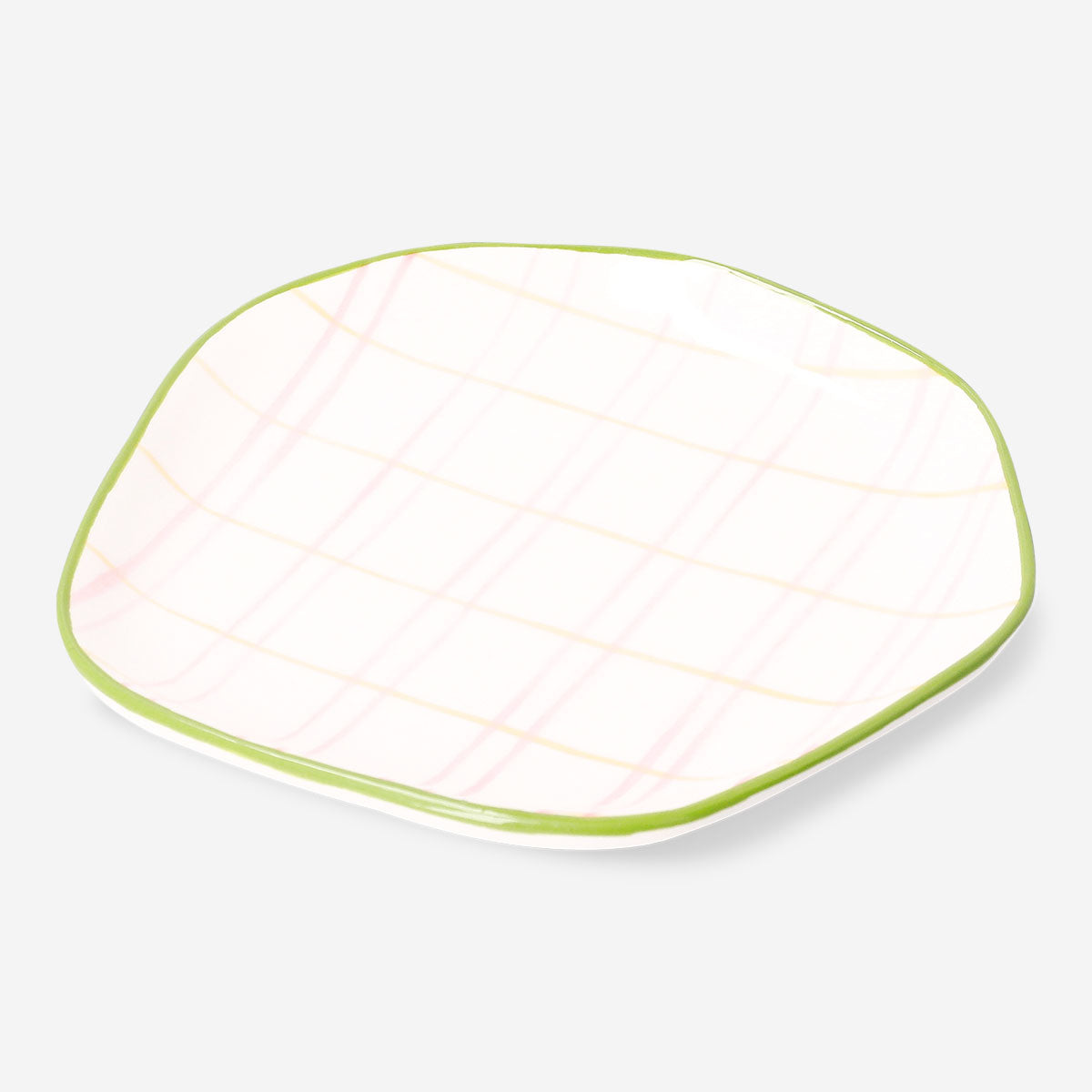 Hand-painted ceramic plate with chequered design, 15cm kitchenware by Flying Tiger Copenhagen