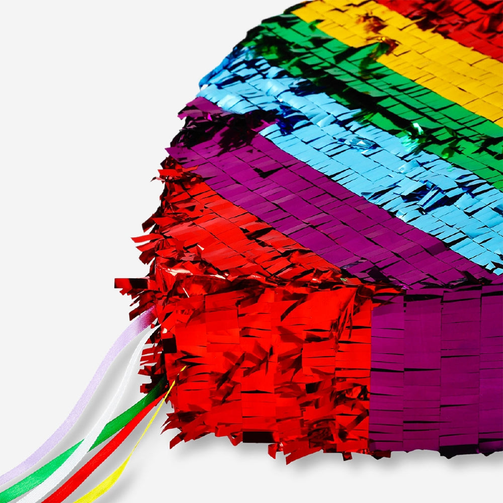 Rainbow heart party pinata from Flying Tiger Copenhagen, 35 cm, colorful paper decoration for celebrations.