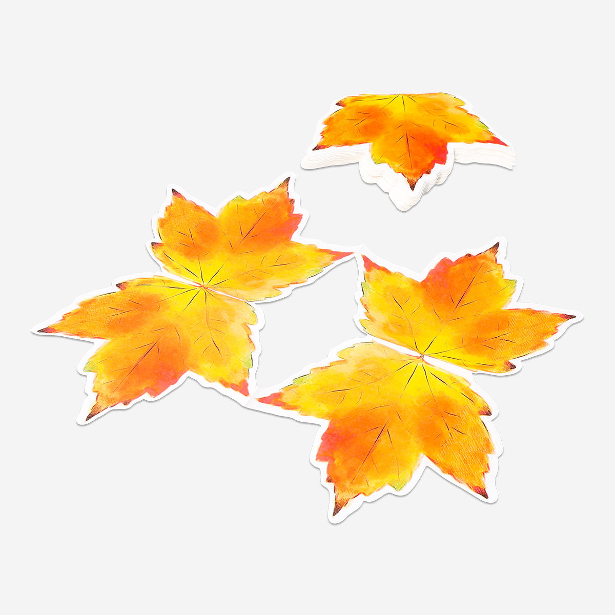 Set of 16 autumn leaf-themed party napkins by Flying Tiger Copenhagen, featuring colorful leaf designs for seasonal celebrations.