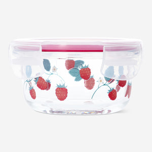 Round Flying Tiger Copenhagen food container with raspberry print, 12 cm kitchen storage container with colorful fruit design