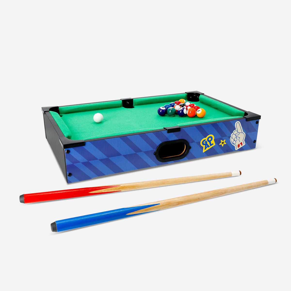 Flying Tiger Copenhagen classic pool table game with green felt surface and wooden frame, perfect for family game nights.
