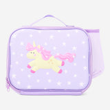 Purple Flying Tiger Copenhagen lunchbox bag with unicorn motif, measuring 19x25 cm, ideal for kids' kitchen accessories.