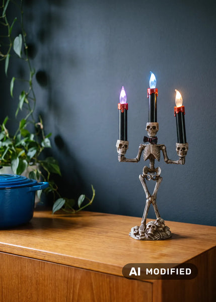 Skeleton Candelabra 37 cm – Spooky Halloween Lighting Decor