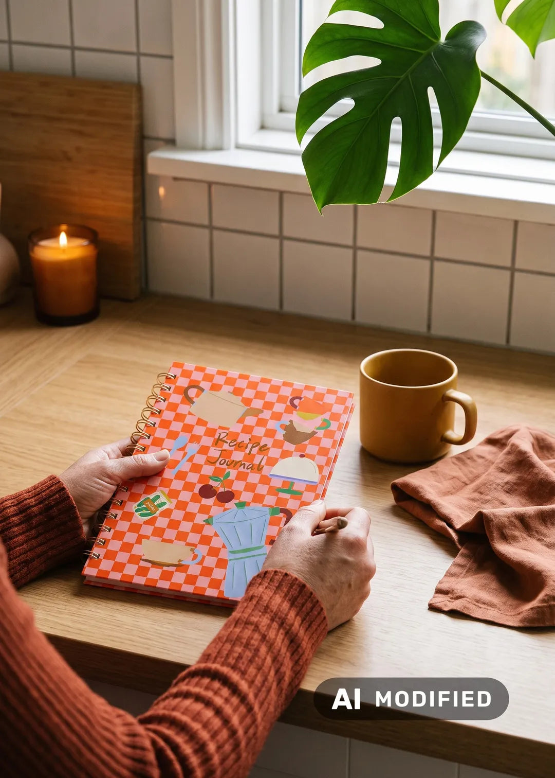 Flying Tiger Copenhagen office recipe book with colorful pages and creative cooking ideas for workspace meals.
