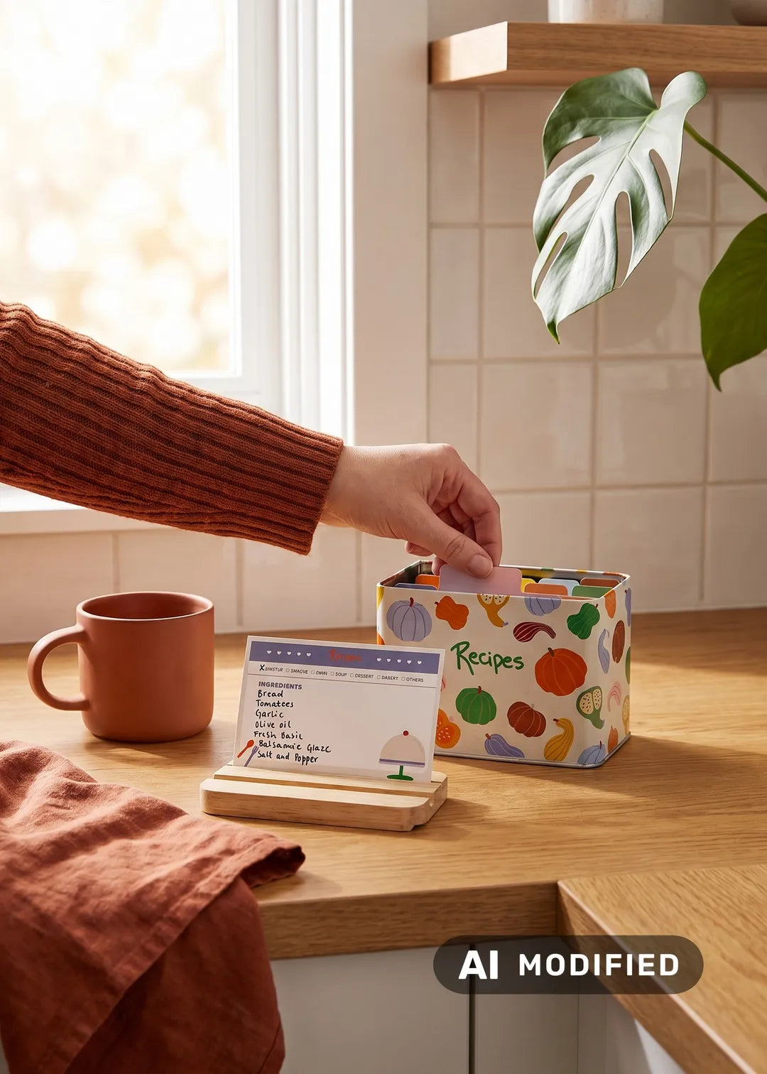Flying Tiger Copenhagen office recipe box, 12x8 cm, with a compact design for storing handwritten or printed recipes.