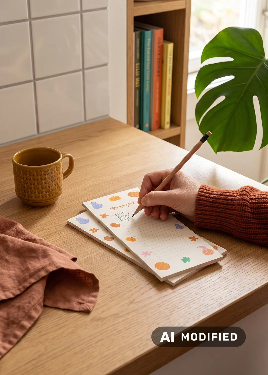 Office shopping list with magnet from Flying Tiger Copenhagen, featuring colorful paper and magnetic backing for easy sticking.