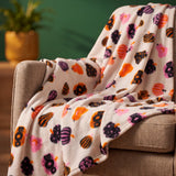 Flying Tiger Copenhagen Halloween print fleece blanket, 180x130 cm, cozy home decor with festive spooky design.