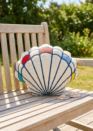 Flying Tiger Copenhagen shell cushion, 32x39 cm, soft decorative home accessory with a stylish shell design.