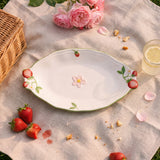 Oval plate with embossed strawberries - 34 cm
