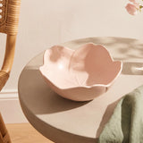 Pink flower-shaped ceramic bowl, 16 cm, designed for kitchen use by Flying Tiger Copenhagen, featuring a vibrant floral pattern.