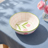 Ceramic bowl with embossed flower design, 21 cm, from Flying Tiger Copenhagen, perfect for summer dining and kitchen use.