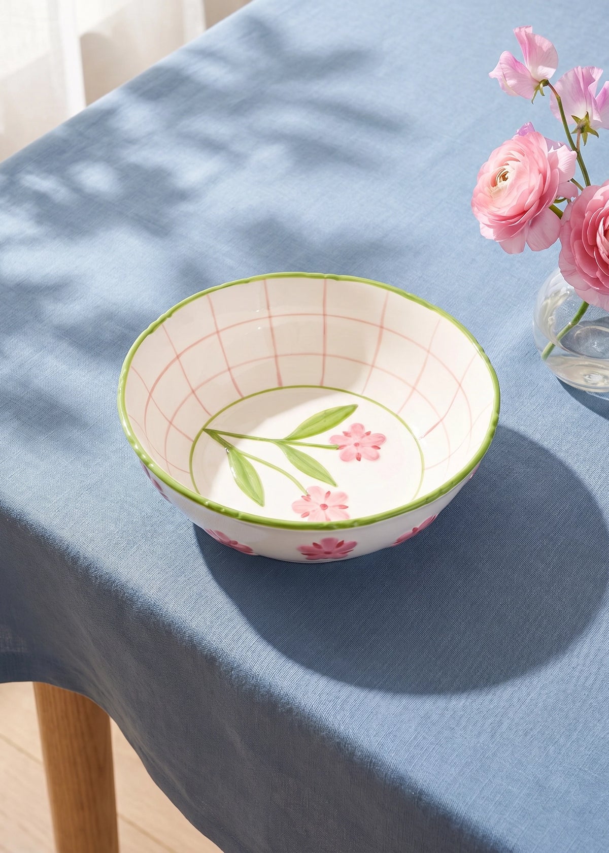 Ceramic bowl with embossed flower design, 21 cm, from Flying Tiger Copenhagen, perfect for summer dining and kitchen use.