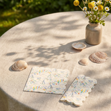 Set of 16 Flying Tiger Copenhagen summerhouse print party napkins with scalloped edges, perfect for summer gatherings.