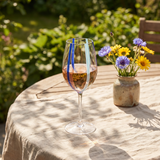 Blue-striped 450ml wine glass from Flying Tiger Copenhagen, stylish kitchen glassware for summer dining.