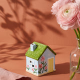 Decorative blue ceramic house for home decor, 11 cm tall, by Flying Tiger Copenhagen, featuring a charming, detailed design.