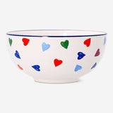 14 cm Heart-Design Kitchen Bowl by Flying Tiger Copenhagen, ceramic bowl with red heart patterns on a white background.