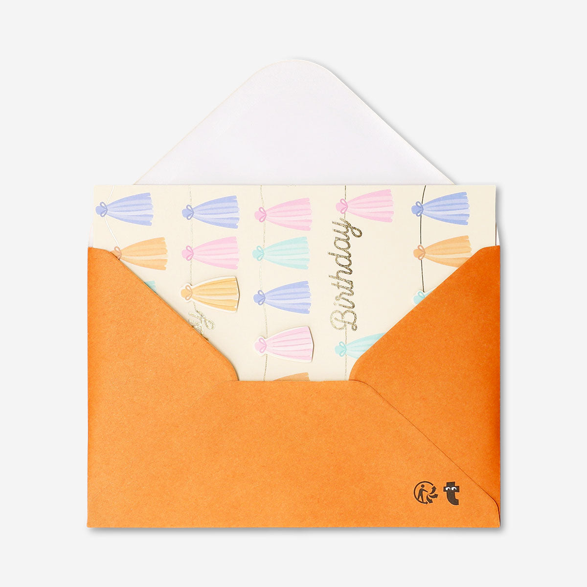 Office birthday card with colorful tassel garland by Flying Tiger Copenhagen, featuring festive tassels and cheerful design.