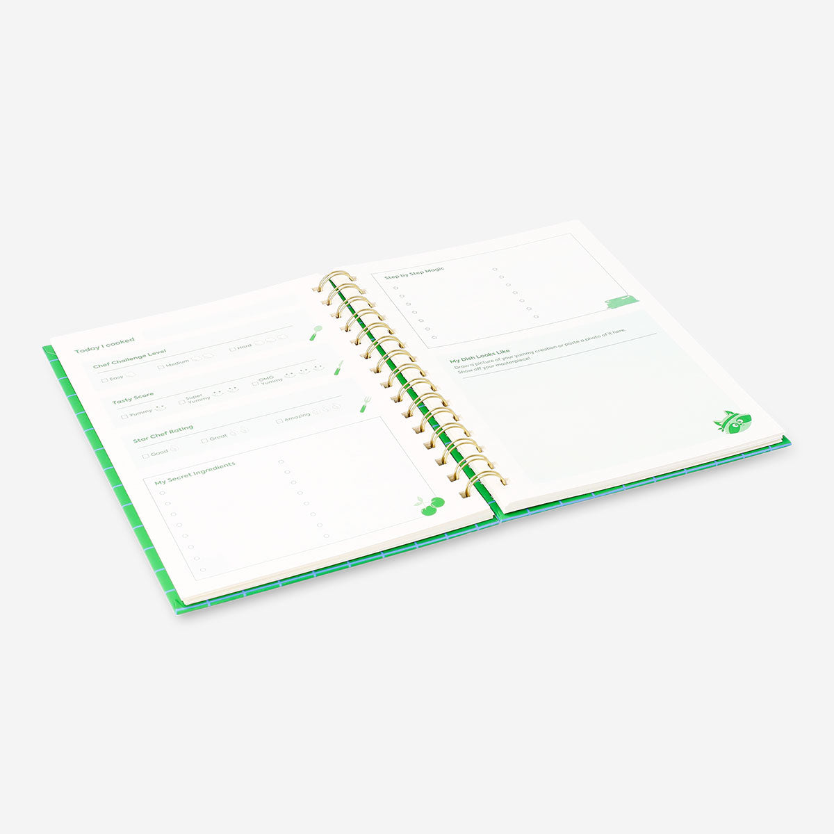 Kids' recipe book from Flying Tiger Copenhagen, featuring colorful pages and fun cooking ideas for children.
