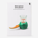 Flying Tiger Copenhagen shot spinner gadget with colorful spinning top and compact design on a white background.