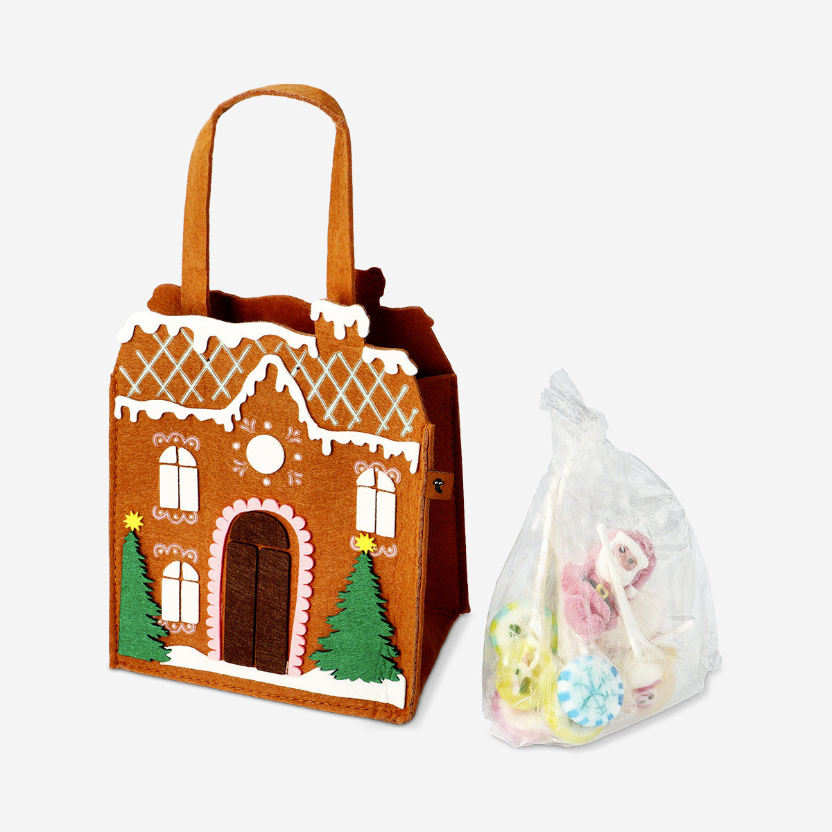 Gingerbread house felt bag with sweets
