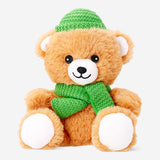 Flying Tiger Copenhagen plush bear toy wearing a beanie, soft and cuddly with embroidered facial features, perfect for kids.