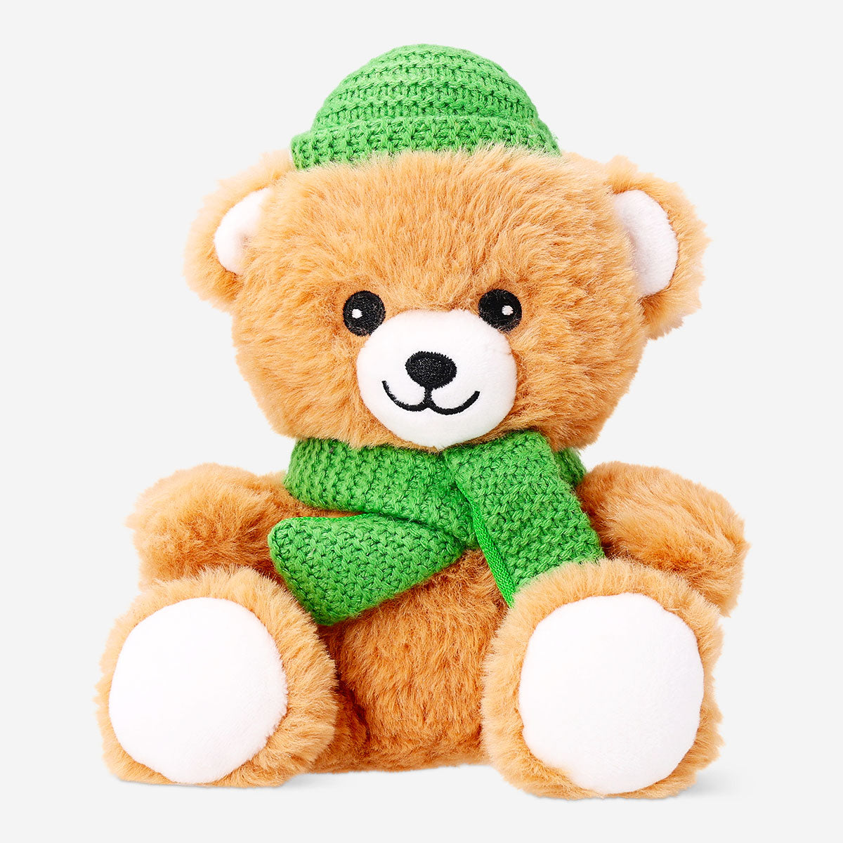 Flying Tiger Copenhagen plush bear toy wearing a beanie, soft and cuddly with embroidered facial features, perfect for kids.