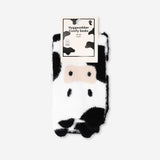 Flying Tiger Copenhagen Comfy Cow socks in size 39/40, soft textile with playful cow design, perfect for casual wear.