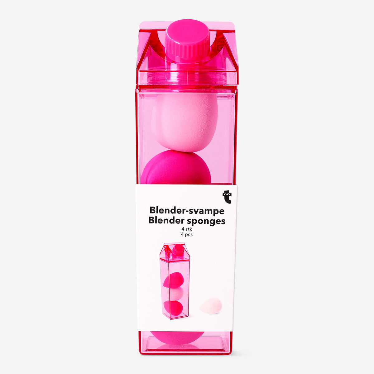 Flying Tiger Copenhagen makeup blender sponges in a milk carton packaging, perfect for applying foundation and concealer.