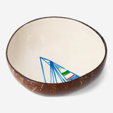 Hand-painted coconut bowl with boat motif, 13cm, ideal for home decor, by Flying Tiger Copenhagen.