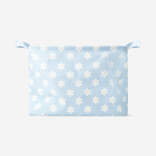Blue floral textile storage basket - 28 cm