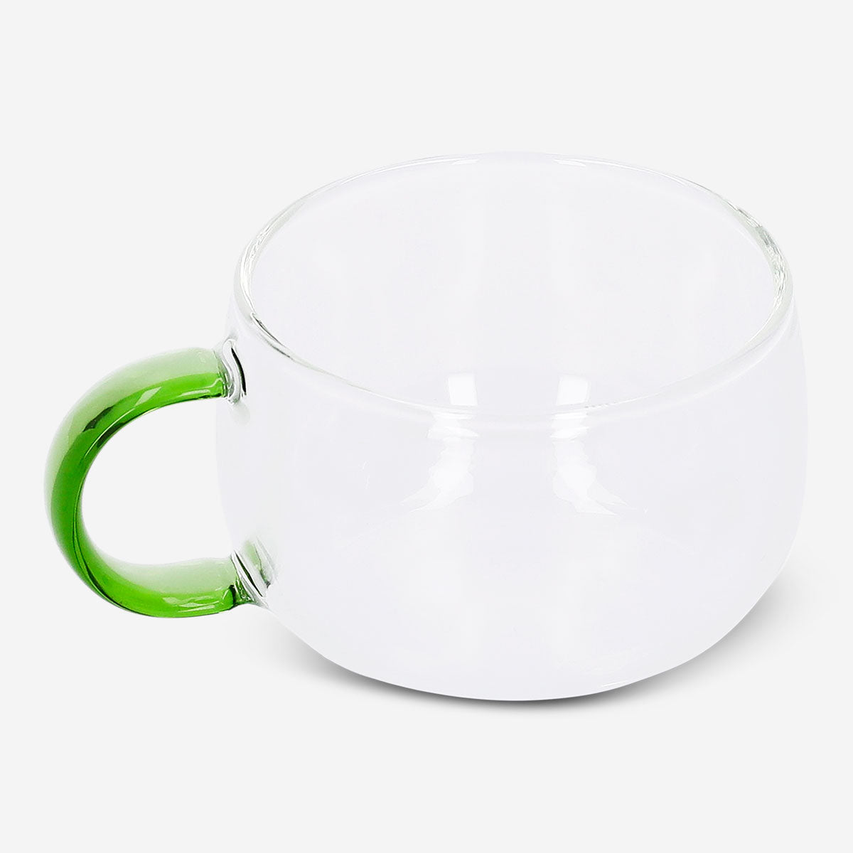 Tazza in vetro con manico colorato - 220 ml