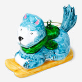 Hanging ornament featuring a skiing dog, decorative home decor by Flying Tiger Copenhagen, with a festive, playful design.