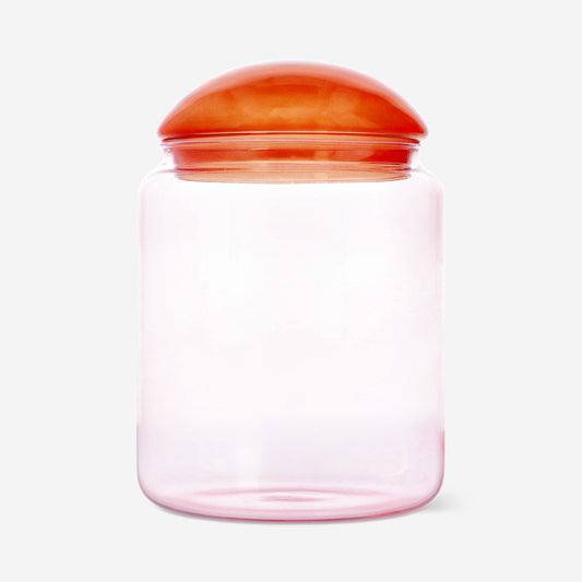 Pink mushroom storage jar - 17 cm