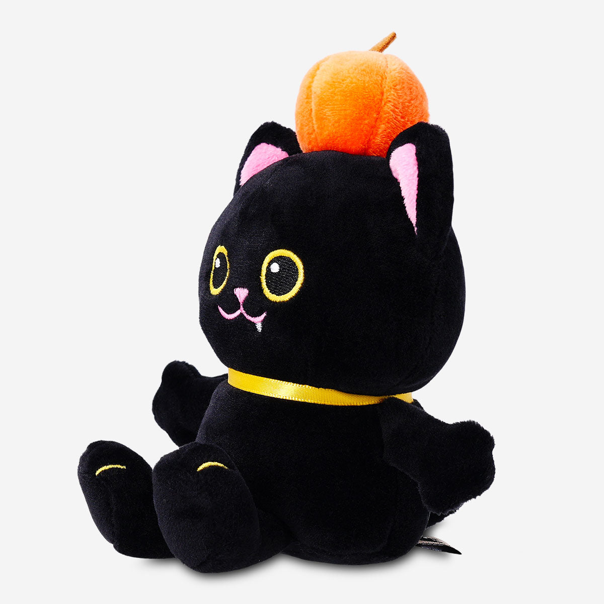 Flying Tiger Copenhagen plush toy featuring a black cat with a pumpkin, soft and cuddly Halloween-themed cat plush.