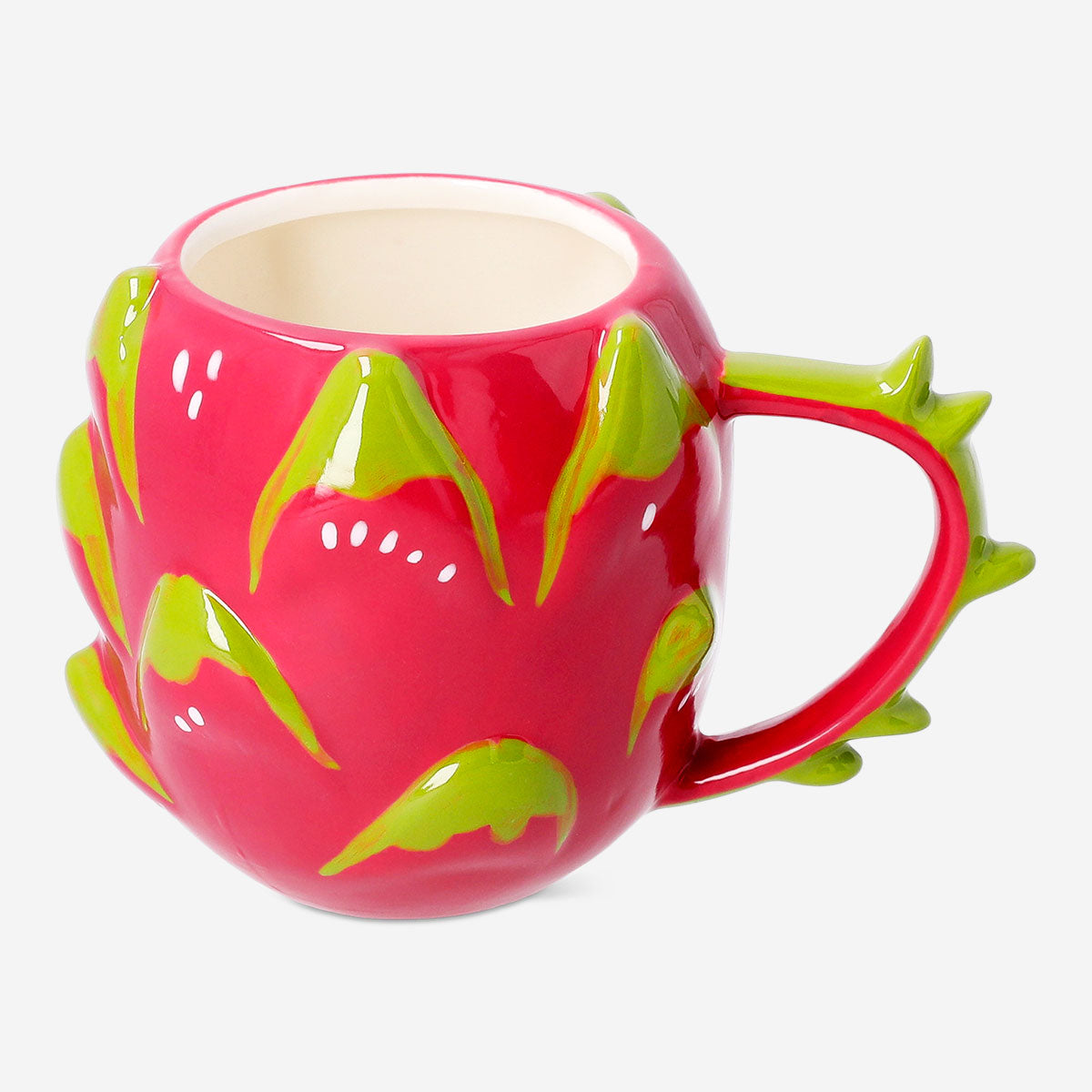 Flying Tiger Copenhagen dragon fruit mug, 450 ml kitchen cup with vibrant dragon fruit design and colorful handle.