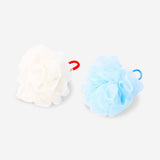 Two Flying Tiger Copenhagen bath sponges for personal care, soft and exfoliating, shown with textured surfaces and vibrant colors.