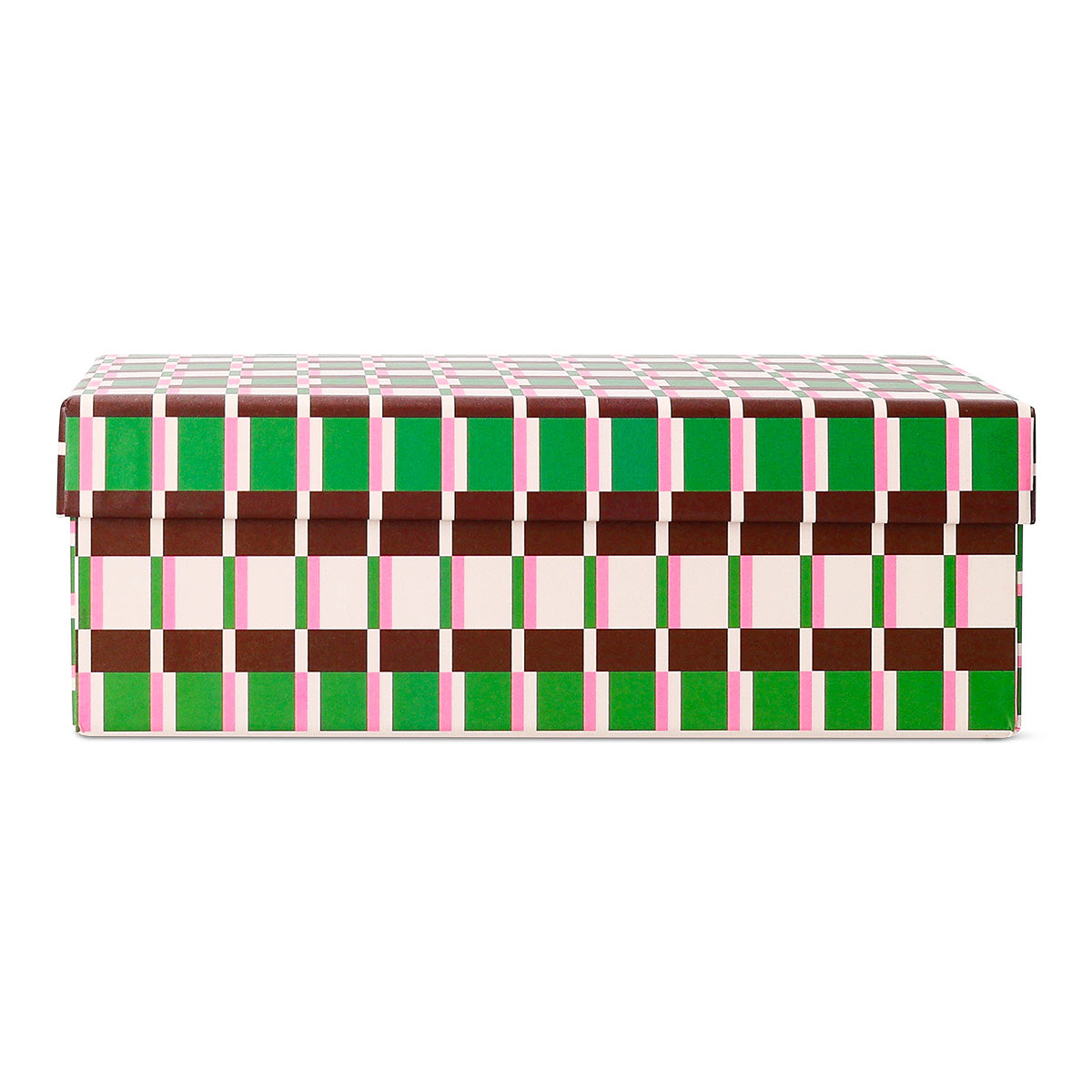 Flying Tiger Copenhagen storage box with geometric print, 17x20 inches, ideal for organizing home essentials.