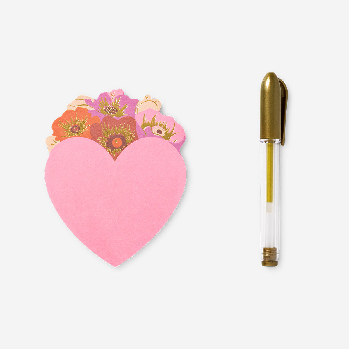 Heart sticky notes with gold gel pen